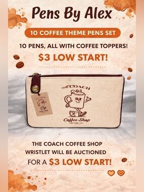 Pens By Alex for Coach Coffee Shop NWT Clutch